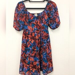 Vibrant Colorful Floral Knee Length Dress sz XS Sweetheart Garden Wedding Guest